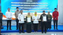 Empat Lembaga di Daerah Perkuat Kepastian Hukum Tanah Wakaf Melalui Perjanjian Kerja Sama