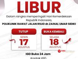 Perayaan HUT RI dan Hari Libur Nasional, IGD RS ZUS dan Unit Layanan 24 Jam Lainnya Tetap Beroperasi